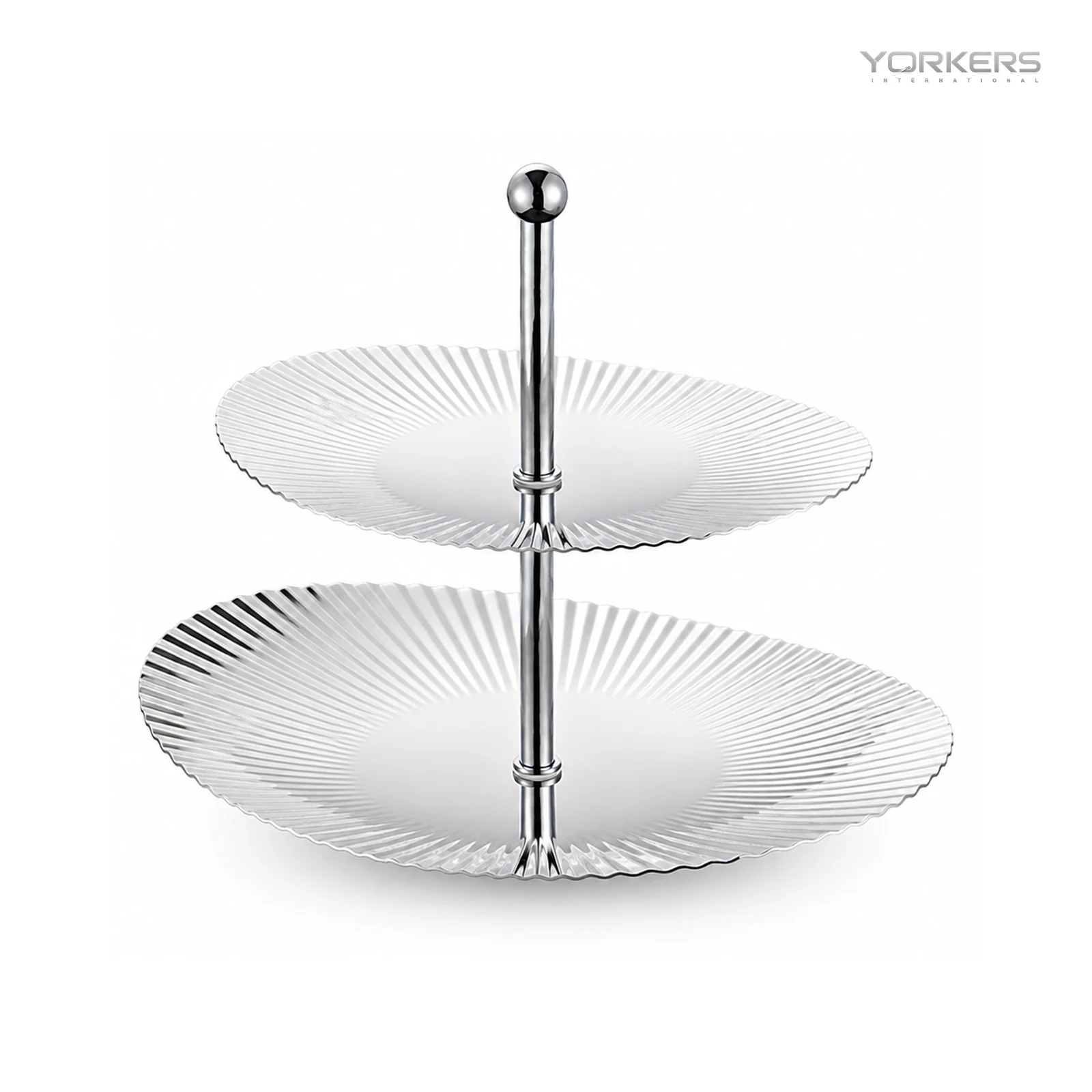 SUS304 Oval Ribbed Two-Tier Dessert Plate