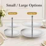 SUS304 Oval Ribbed Two-Tier Dessert Plate view 4