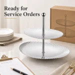 SUS304 Oval Ribbed Two-Tier Dessert Plate view 7