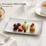SUS304 Rectangular Ribbed Dessert Plate view 2