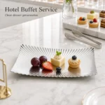 SUS304 Rectangular Ribbed Dessert Plate view 3