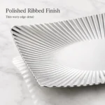 SUS304 Rectangular Ribbed Dessert Plate view 6