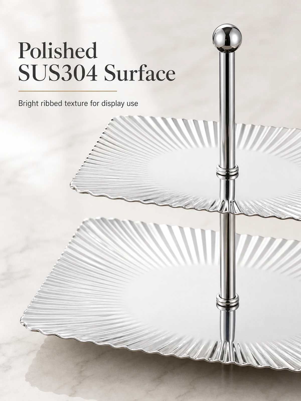 Polished SUS304 ribbed surface detail
