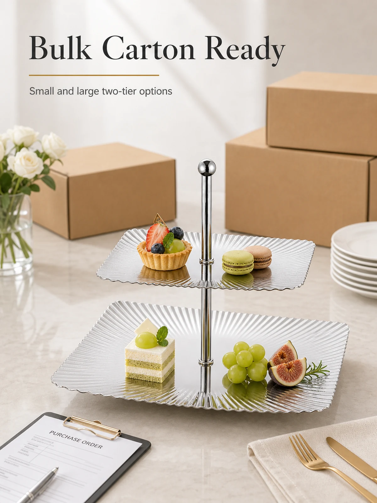 Rectangular two-tier dessert stand bulk procurement