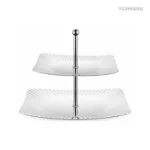 SUS304 Rectangular Ribbed Two-Tier Dessert Stand view 1