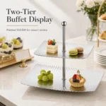 SUS304 Rectangular Ribbed Two-Tier Dessert Stand view 2