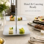 SUS304 Rectangular Ribbed Two-Tier Dessert Stand view 3