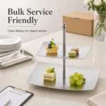 SUS304 Rectangular Ribbed Two-Tier Dessert Stand view 7