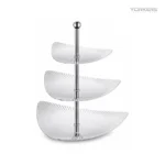 SUS304 Triangular Ribbed Three-Tier Dessert Plate view 1