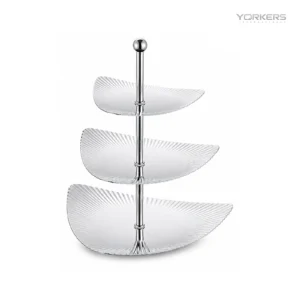 SUS304 Triangular Ribbed Three-Tier Dessert Plate