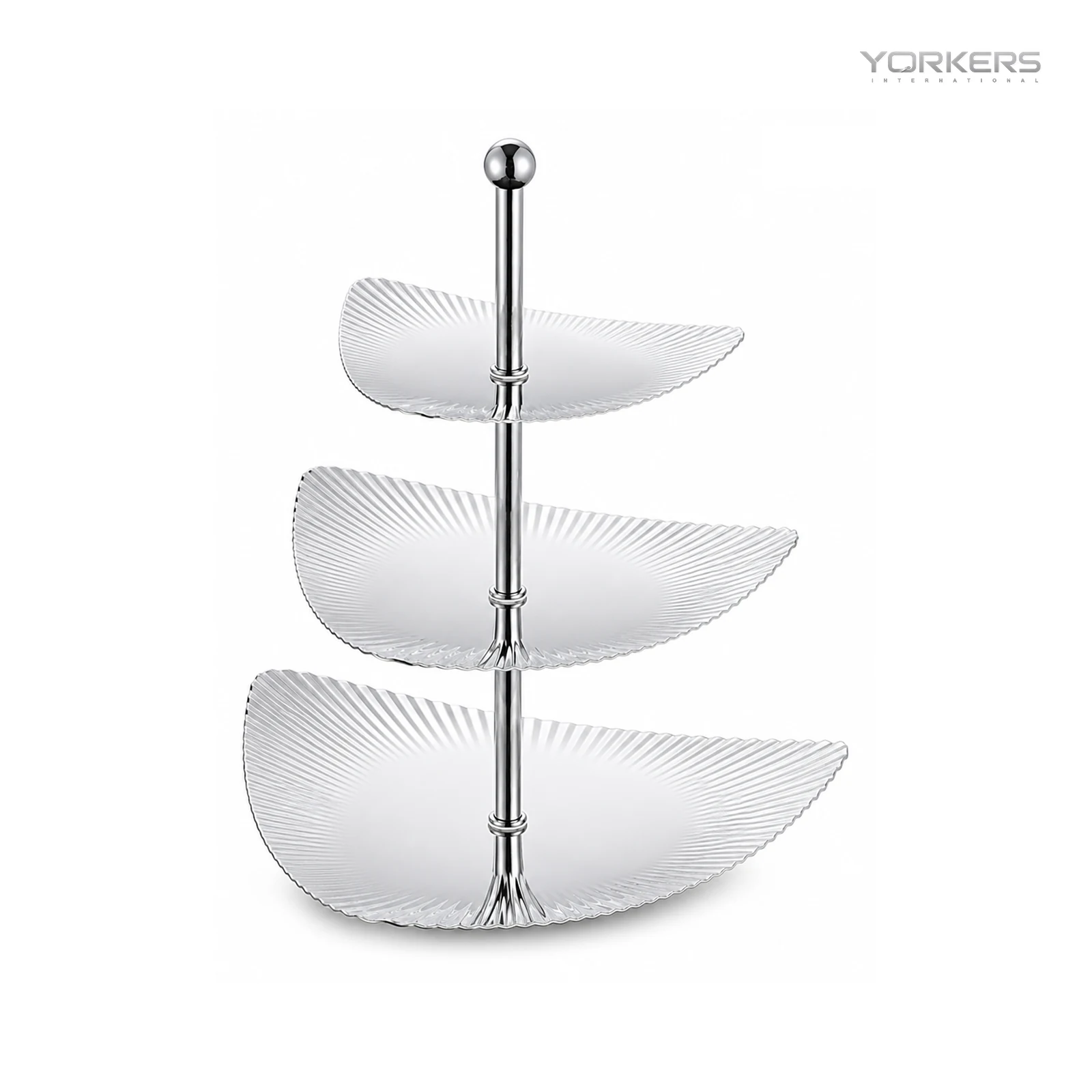 SUS304 Triangular Ribbed Three-Tier Dessert Plate
