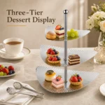 SUS304 Triangular Ribbed Three-Tier Dessert Plate view 2