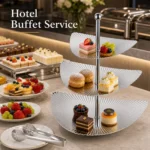 SUS304 Triangular Ribbed Three-Tier Dessert Plate view 3