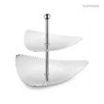 SUS304 Triangular Ribbed Two-Tier Dessert Plate view 1
