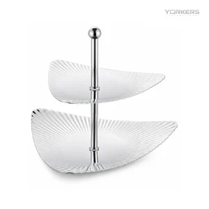 SUS304 Triangular Ribbed Two-Tier Dessert Plate