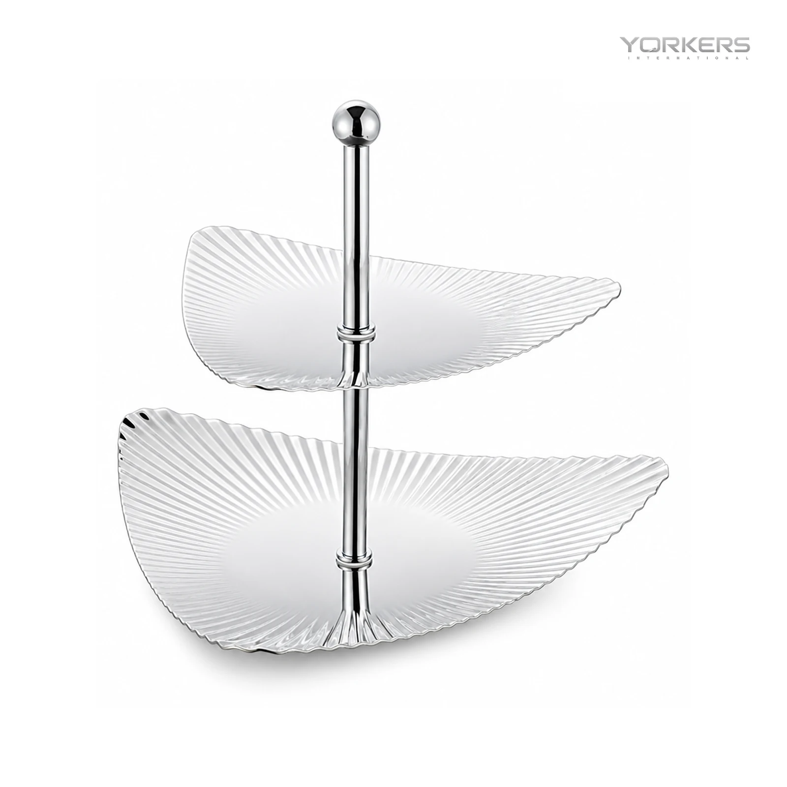 SUS304 Triangular Ribbed Two-Tier Dessert Plate