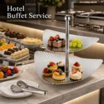 SUS304 Triangular Ribbed Two-Tier Dessert Plate view 3