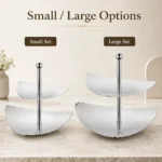 SUS304 Triangular Ribbed Two-Tier Dessert Plate view 4