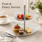 SUS304 Triangular Ribbed Two-Tier Dessert Plate view 5