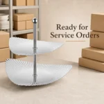 SUS304 Triangular Ribbed Two-Tier Dessert Plate view 7