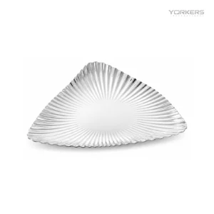 SUS304 Triangular Ribbed Dessert and Fruit Plate — stainless steel product by Yorkers International