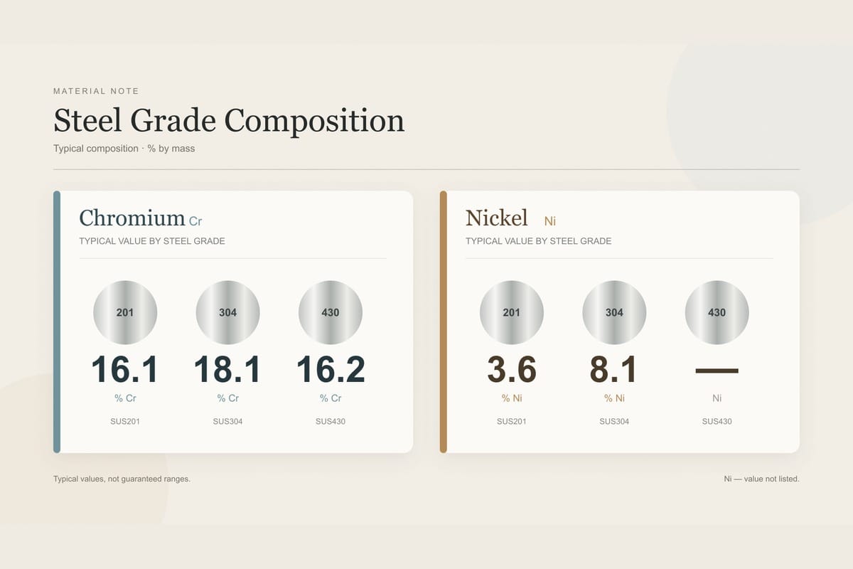 Stainless steel grade numbers meaning chromium nickel