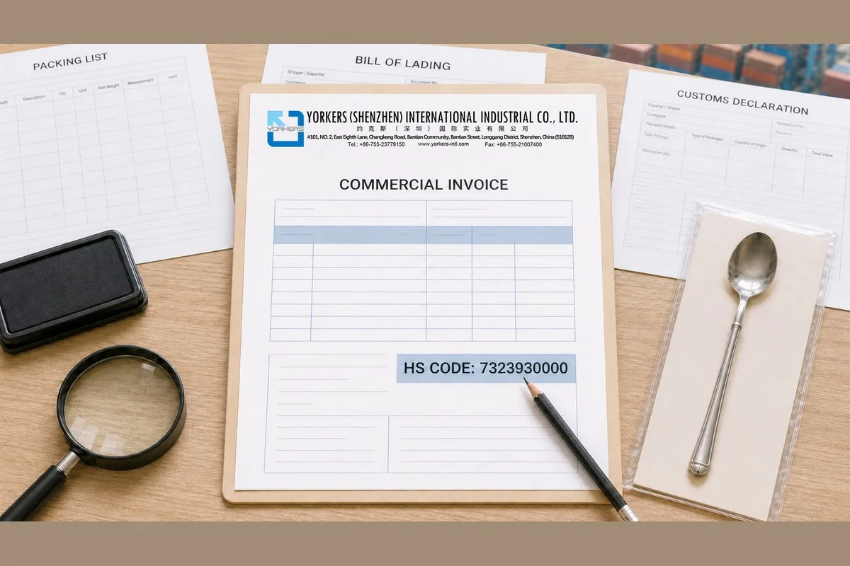 Import duty and customs documents for kitchenware