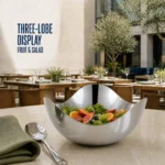 Mirror-Polished Three-Lobe Stainless Steel Serving Bowl view 2