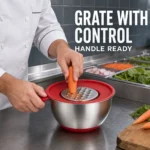 Red Handled Stainless Steel Grater Salad Bowl view 3