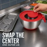 Red Handled Stainless Steel Grater Salad Bowl view 5