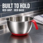 Red Handled Stainless Steel Grater Salad Bowl view 6