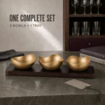 Vintage Snowflake-Gold Mixed-Lobe Nut Bowl Set with Wooden Tray view 7