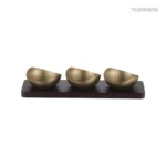 Vintage Snowflake-Gray Gold Twin-Tip Nut Bowl Set with Wooden Tray view 1
