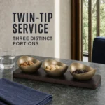 Vintage Snowflake-Gray Gold Twin-Tip Nut Bowl Set with Wooden Tray view 2