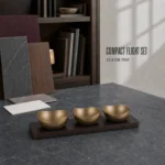 Vintage Snowflake-Gold Two-Lobe Nut Bowl Set with Wooden Tray view 4