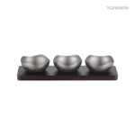 Vintage Snowflake-Gray Four-Lobe Nut Bowl Set with Wooden Tray view 1