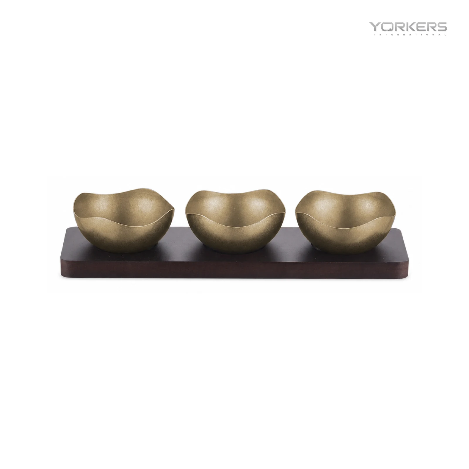Vintage Snowflake-Gray Four-Petal Nut Bowl Set with Wooden Tray