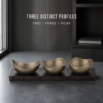 Vintage Snowflake-Gray Gold Mixed-Lobe Nut Bowl Set with Wooden Tray view 4