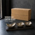 Vintage Snowflake-Gray Gold Mixed-Lobe Nut Bowl Set with Wooden Tray view 7