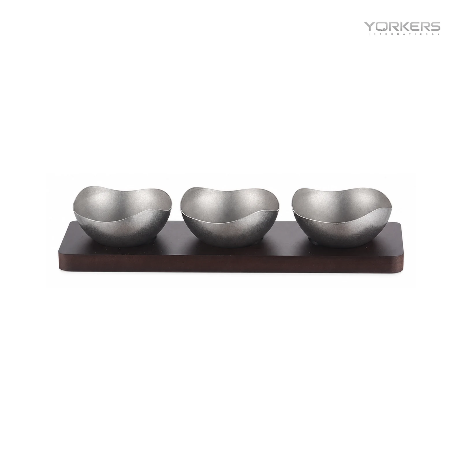 Vintage Snowflake-Gray Irregular Nut Bowl Set with Wooden Tray