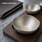 Vintage Snowflake-Gray Irregular Nut Bowl Set with Wooden Tray view 6