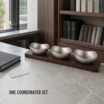 Vintage Snowflake-Gray Irregular Nut Bowl Set with Wooden Tray view 7