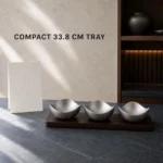 Vintage Snowflake-Gray Three-Lobe Nut Bowl Set with Wooden Tray view 4