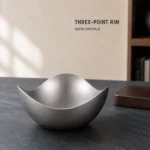 Vintage Snowflake-Gray Three-Lobe Nut Bowl Set with Wooden Tray view 6