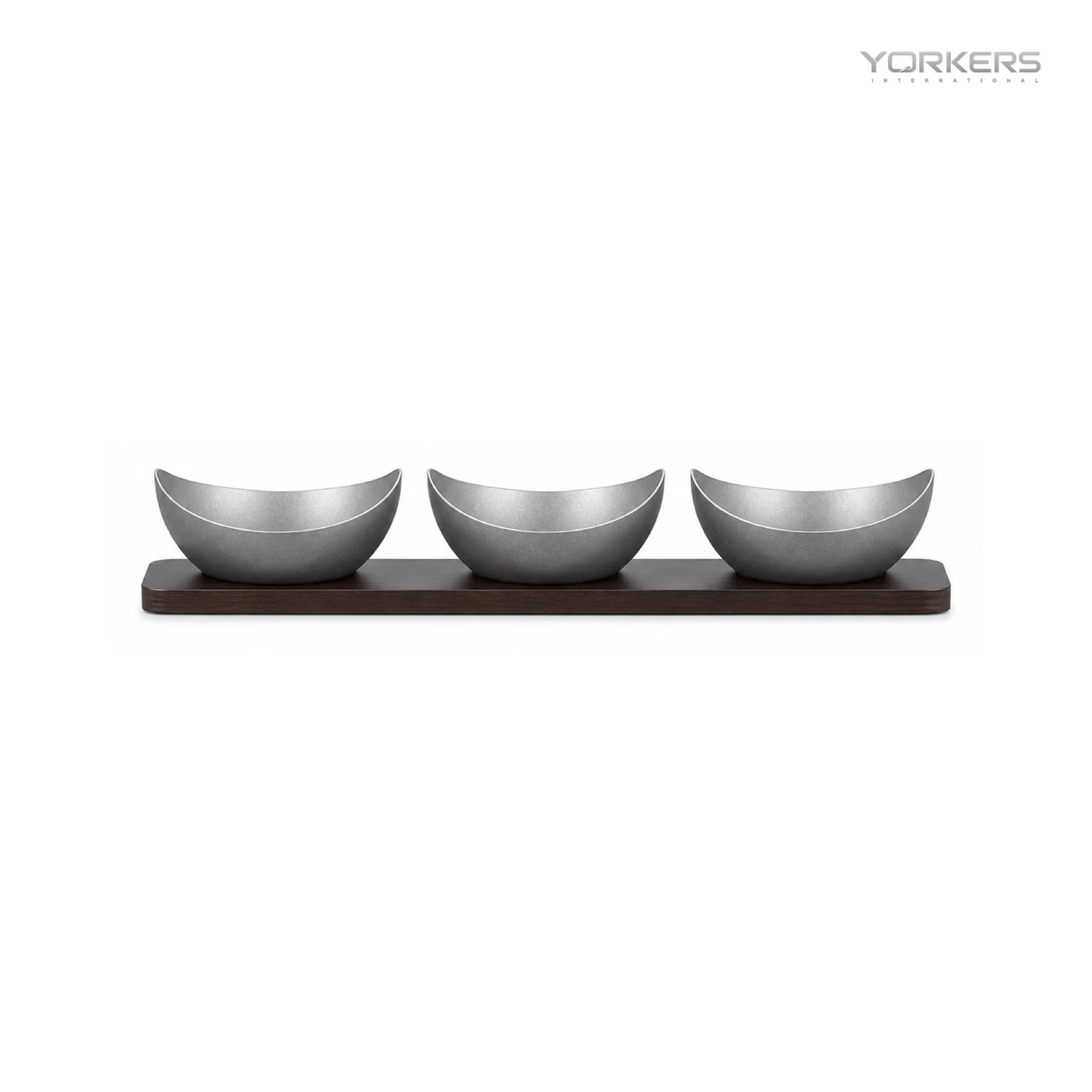 Vintage Snowflake-Gray Two-Lobe Nut Bowl Set with Wooden Tray