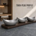 Vintage Snowflake-Gray Two-Lobe Nut Bowl Set with Wooden Tray view 6