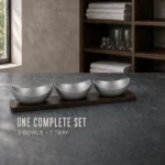 Vintage Snowflake-Gray Two-Lobe Nut Bowl Set with Wooden Tray view 7
