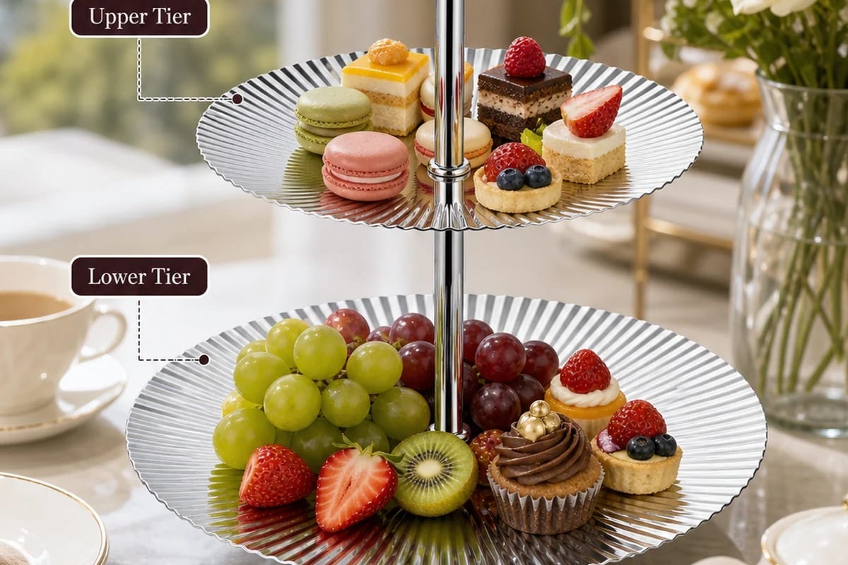 Small and large two-tier dessert stand set options side by side