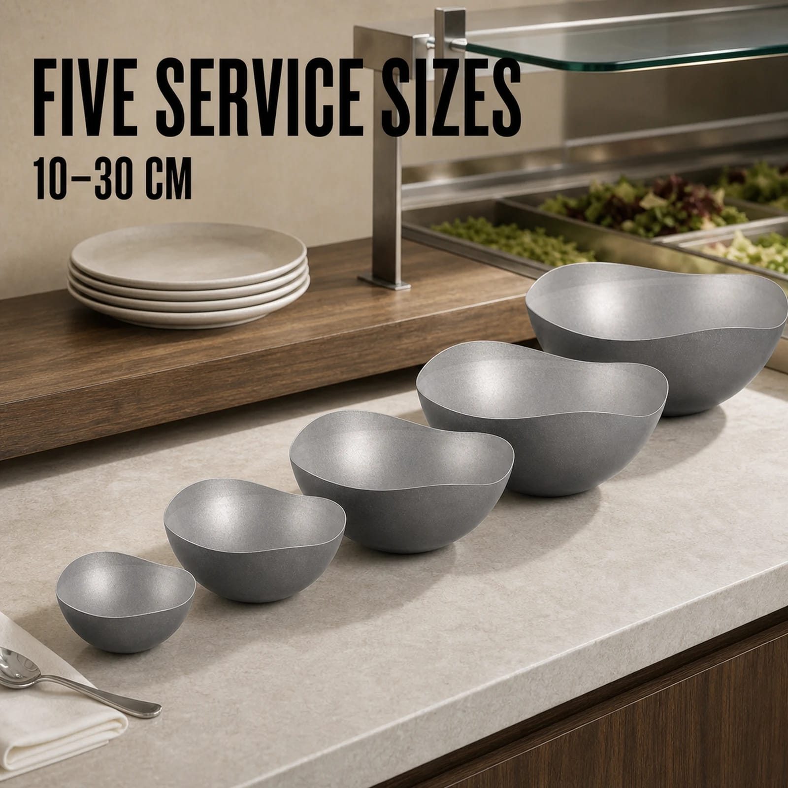 Five published bowl sizes from 10 cm to 30 cm
