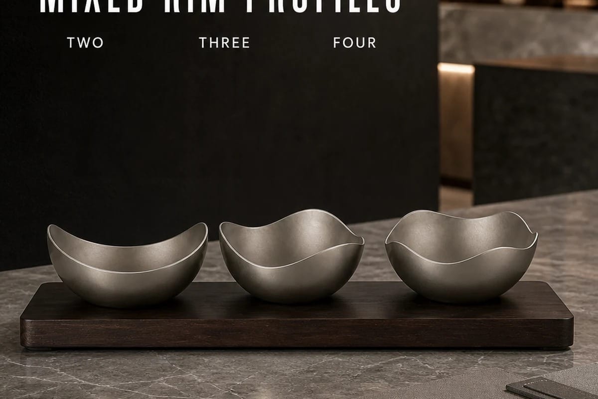 Mixed-lobe nut bowl set with wooden tray, full set scene